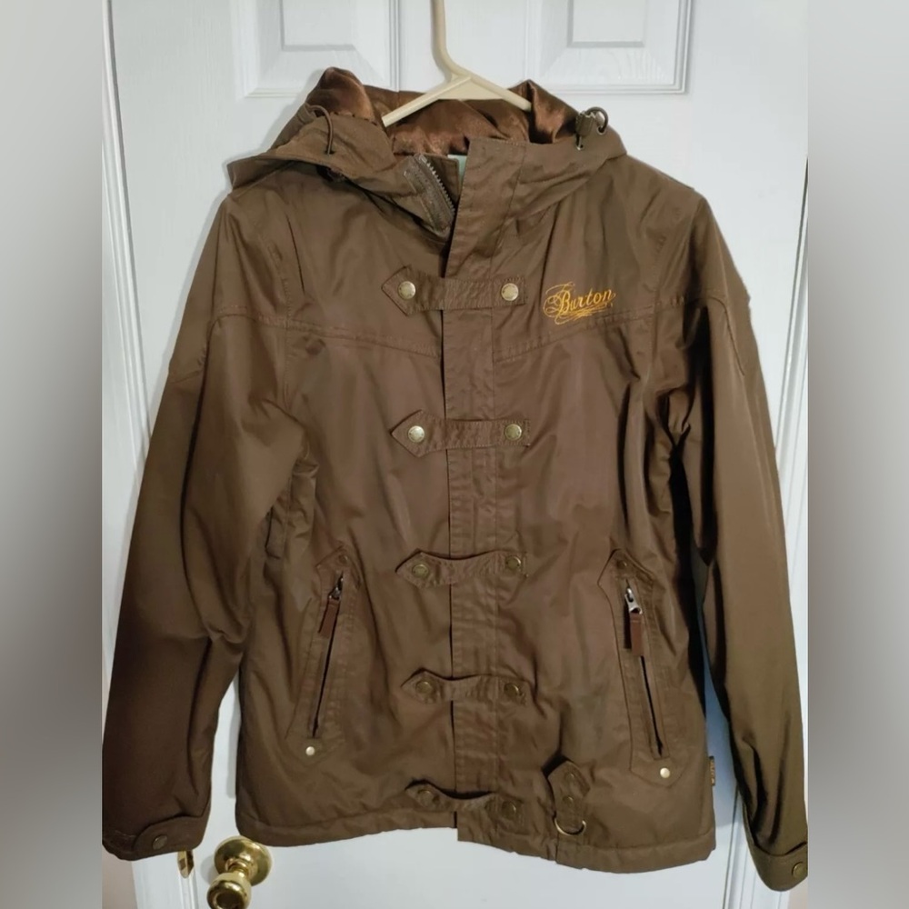 Burton Ski Snow Board Women's Helsinki Jacket Brown & Turquoise Hooded - small